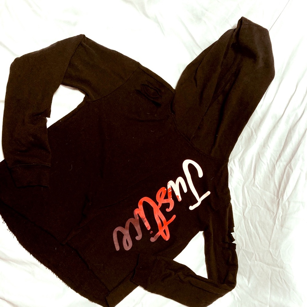 Justice Black Cut Out Hoodie